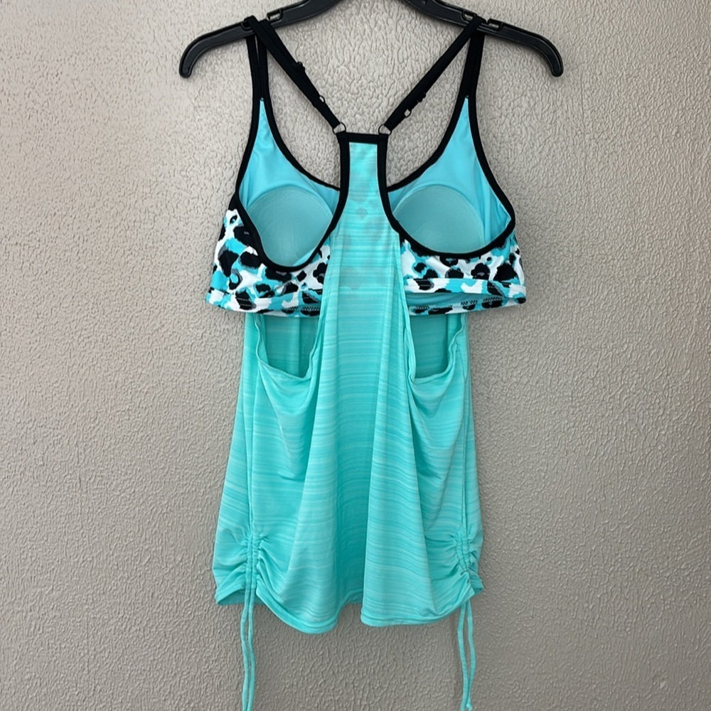 Women’s Swim Tankini top, Size Large, Blue, Animal Print - Picture 5 of 9